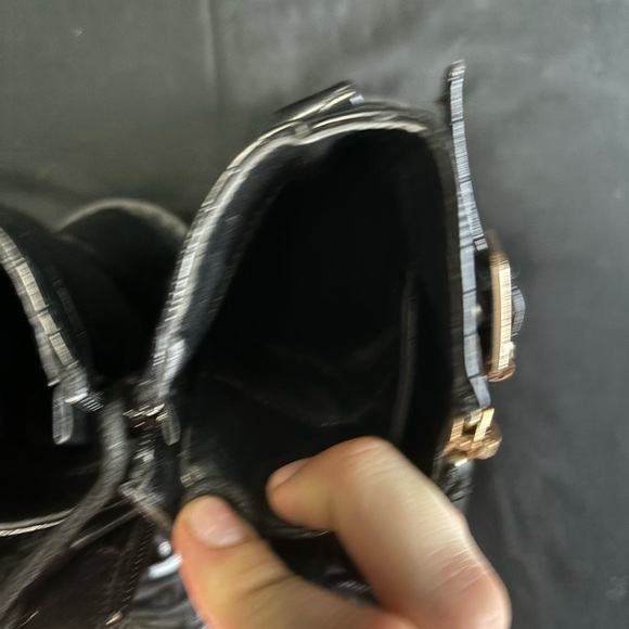 Nordstrom Rack Size 6 Black Croco Brand New Zip Up Women’s Heeled Runner Boots - Picture 13 of 16